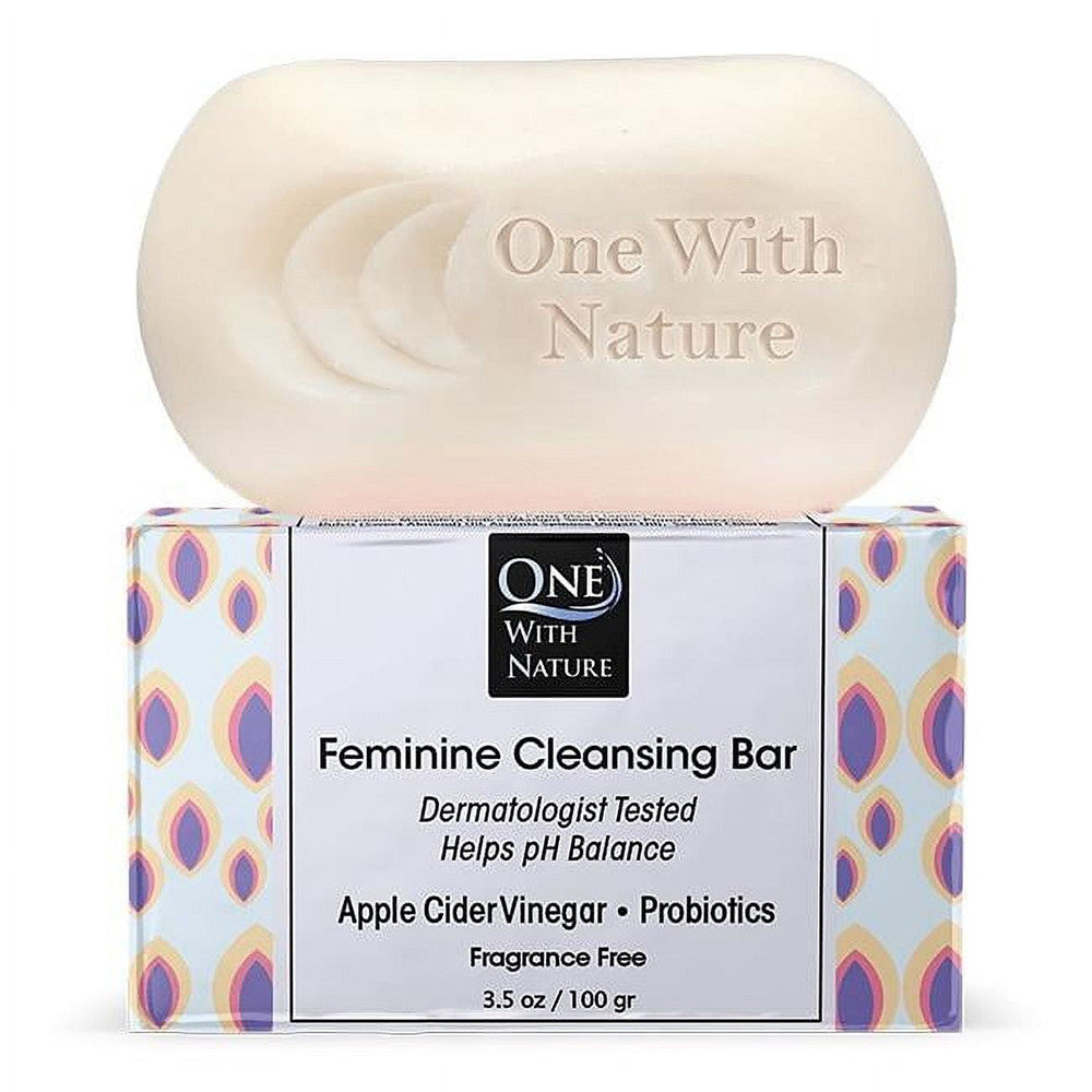 One With Nature Feminine Cleansing Bar Soap, Fragrance Free, 3.5 Oz
